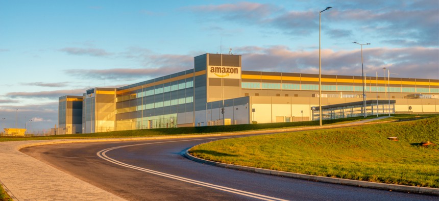 An Amazon logistics center in Poland.