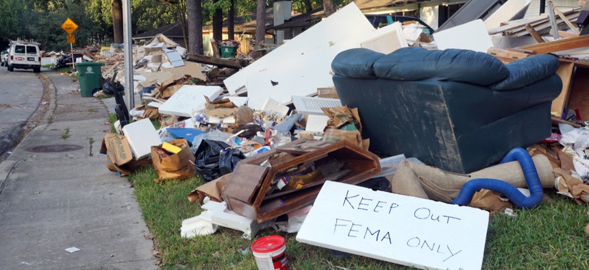 In 2017, Houston homeowners removed items destroyed by Hurricane Harvey flooding.