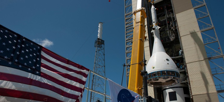 Orion’s Ascent Abort-2 flight test vehicle was rolled out from Kennedy Space Center’s Launch Abort System Facility to Space Launch Complex 46 at Cape Canaveral Air Force Station for its July 2 launch.