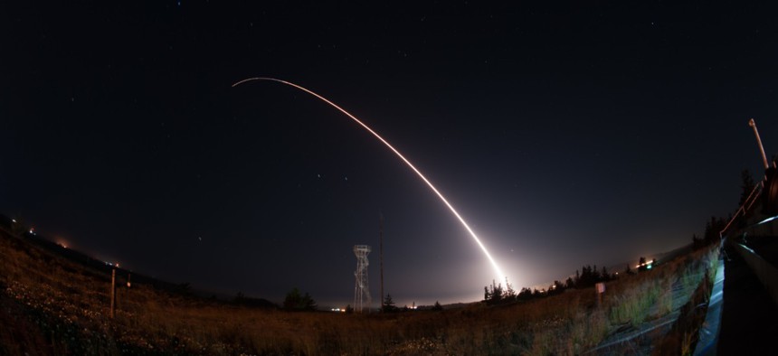 An unarmed Minuteman III intercontinental ballistic missile launches during an operational test  in 2017.