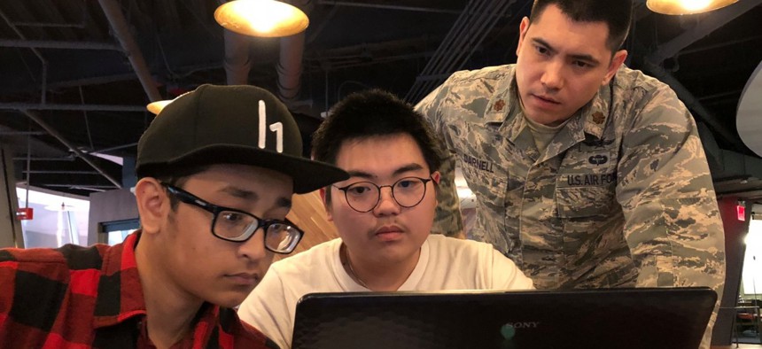 HackerOne coordinated with the nonprofit organization Code.org, to invite a group of students to the Hack the Air Force 2.0 event to learn more about computer sciences.