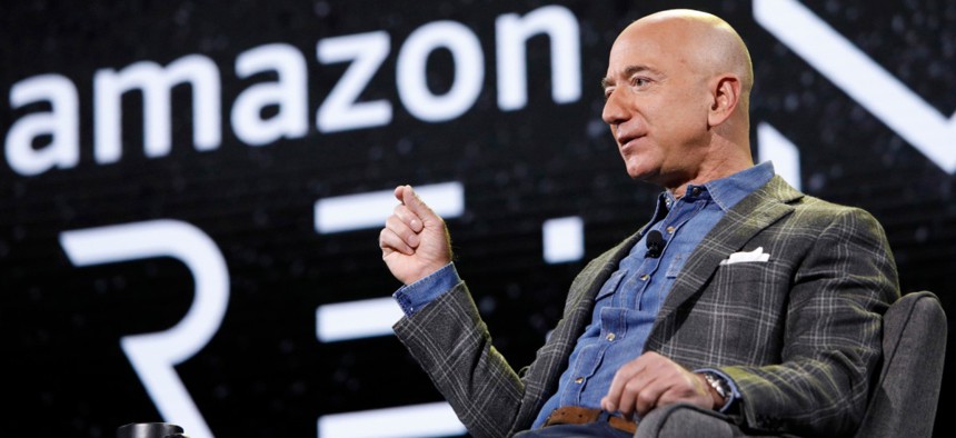 Amazon CEO Jeff Bezos speaks at the the Amazon re:MARS convention, Thursday, June 6, 2019, in Las Vegas.