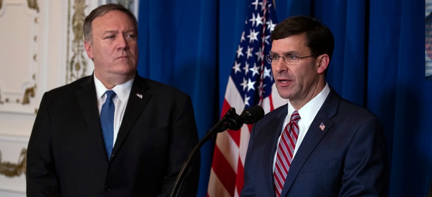 Secretary of State Mike Pompeo, left, and Secretary of Defense Mark Esper
