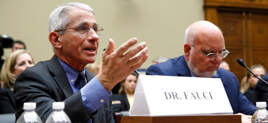 Dr. Anthony Fauci, director of the National Institute of Allergy and Infectious Diseases, testifies before a House Oversight and Reform Committee hearing on preparedness for and response to the coronavirus outbreak.