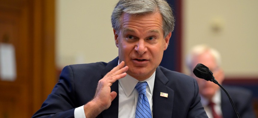 FBI Director Christopher Wray testifies before a House Committee on Homeland Security hearing September 17.