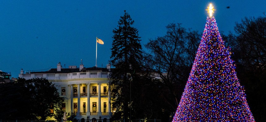 The National Christmas Tree is lit on the Ellipse near the White House, Wednesday, Dec. 2, 2020 in Washington.