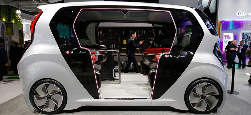 An LG connected self-driving electric car concept is on display in the LG booth at last year's CES tech show.
