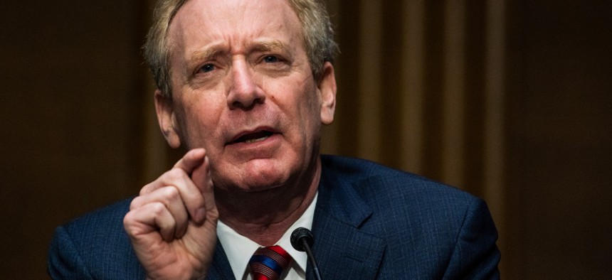 Microsoft President Brad Smith speaks during a Senate hearing on Capitol Hill on Feb. 23.