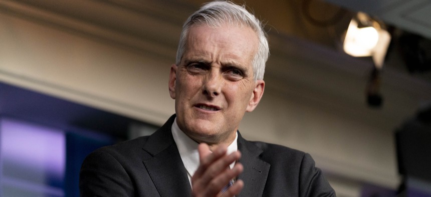 Veterans Affairs Secretary Denis McDonough speaks during a press briefing at the White House, Thursday, March 4, 2021, in Washington.