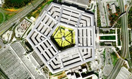 3D drone satellite view of Pentagon building Washington DC USA