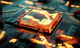 Futuristc CPU processor and machine learning concept.