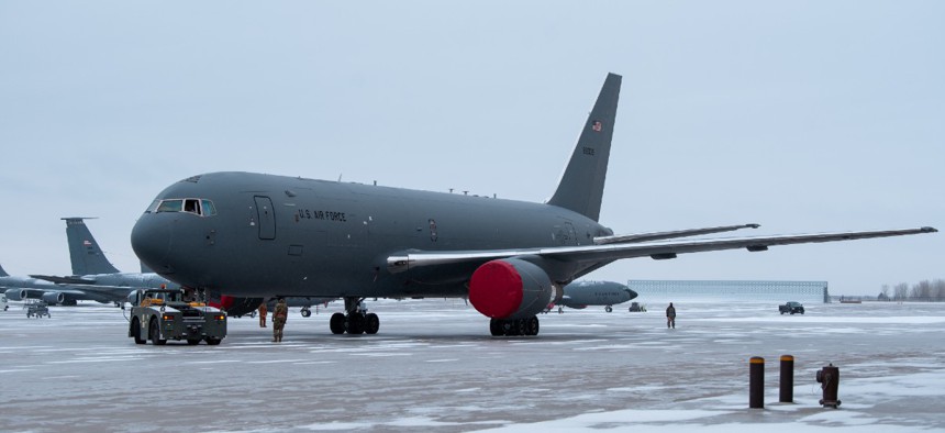 The Air Force will outfit KC-46 Pegasus tankers with a piece of technology similar to an internet hotspot that will allow aircraft to receive and transmit data. 