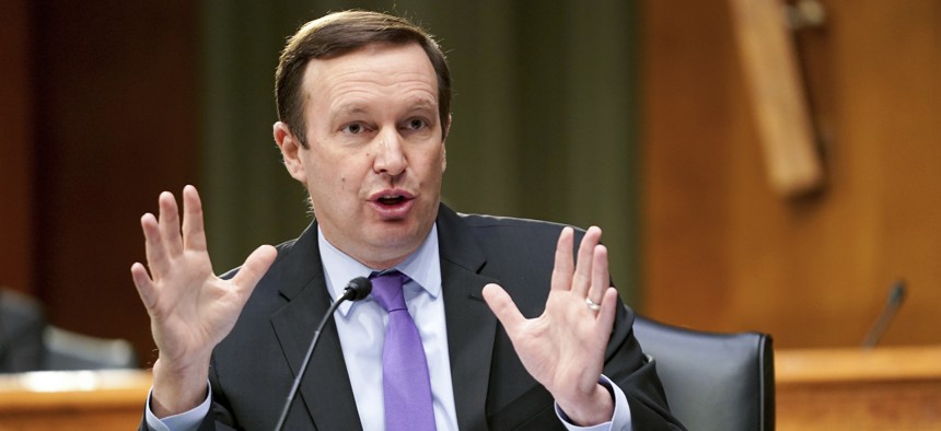Sen. Chris Murphy, D-Conn., speaks during a Senate Health, Education, Labor, and Pensions hearing on Capital Hill in Washington, in this Tuesday, May 11, 2021.