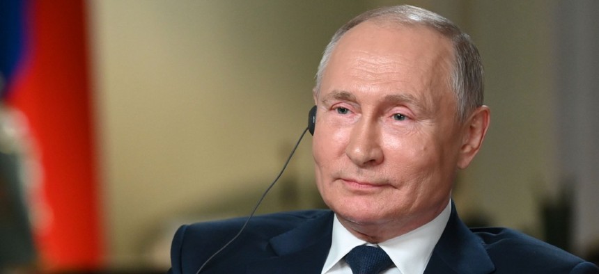 Russian President Vladimir Putin speaks to NBC News journalist Keir Simmons in an interview aired on June 14.