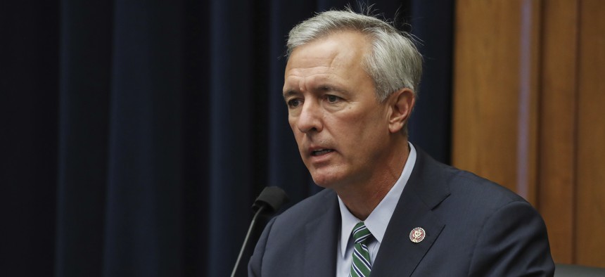 FILE - In this Sept. 20, 2020, file photo, Rep. John Katko, R-N.Y., questions witnesses during a House Committee on Homeland Security hearing on Capitol Hill Washington.