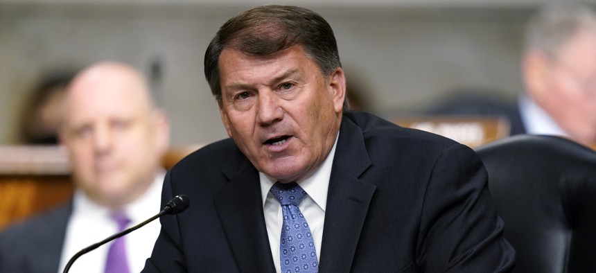 Sen. Mike Rounds, R-S.D., speaks during a Senate Armed Services Committee hearing.