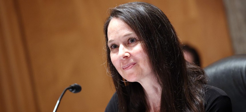 Jen Easterly at her nomination hearing to lead the Cybersecurity and Infrastructure Security Agency in June, 2021