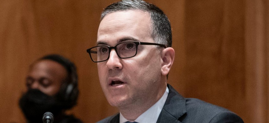 Executive Director of the Cybersecurity and Infrastructure Security Agency at the U.S. Department of Homeland Security Brandon Wales  speaks during a Senate Homeland Security and Governmental Affairs Committee hearing.