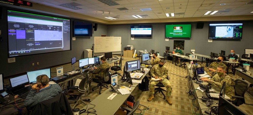 A JADC2 demo at Joint Base Langley-Eustis in Virginia.