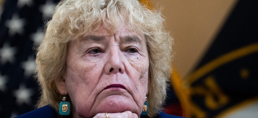 Rep. Zoe Lofgren, D-Calif., attends the Select Committee to Investigate the January 6th Attack on the United States Capitol markup in Cannon Building.