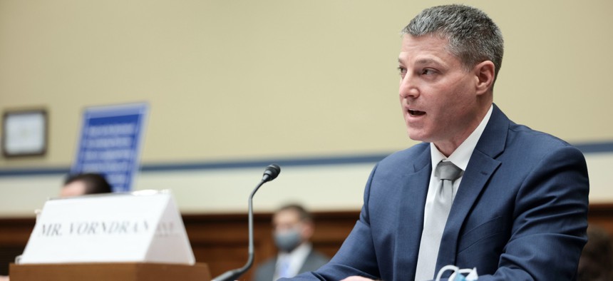Assistant Director of the Cyber Division at the Federal Bureau of Investigation Bryan Vorndran speaks at a hearing with the House Committee on Oversight and Reform on November 16, 2021 in Washington, D.C. 