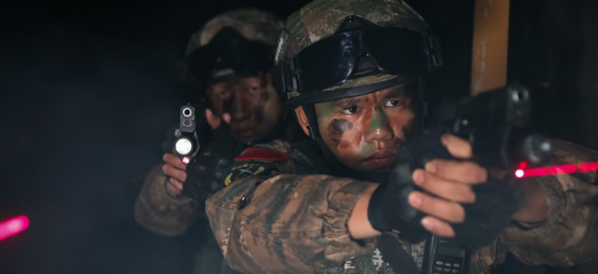 Chinese special operations soldiers participate in night training, March 10, 2022.