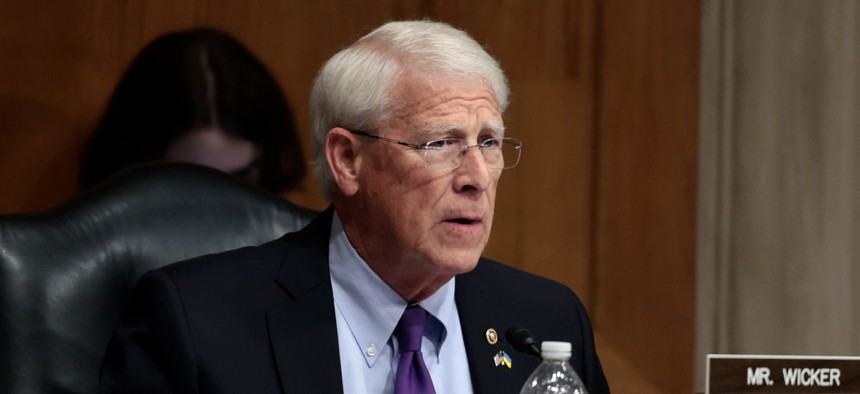 en. Roger Wicker (R-MS) speaks during a hearing with the Helsinki Commission in the Dirksen Senate Office Building on March 23, 2022 in Washington, DC.