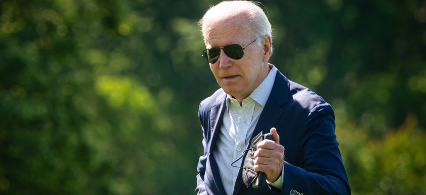 U.S. President Joe Biden arrives on the South Lawn of the White House on June 5, 2022 in Washington, DC.