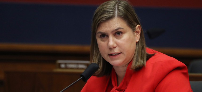 House Homeland Security Committee member Rep. Elissa Slotkin (D-MI) questions witnesses during a hearing on 'worldwide threats to the homeland' in the Rayburn House Office Building on Capitol Hill September 17, 2020 in Washington, DC. C