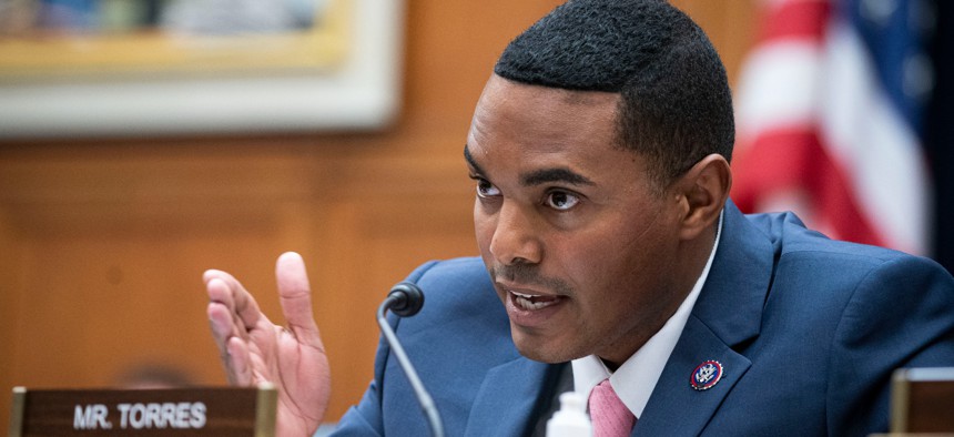 Rep. Ritchie Torres (D-N.Y.) at a Sept. 2021 House hearing.