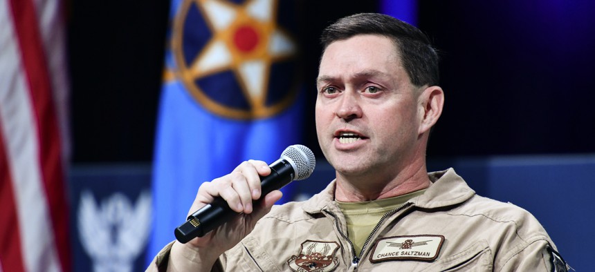 Chance Saltzman, then a major general in the Air Force and deputy commander of U.S Air Forces Central Command, speaking at the Air Force Association’s Air Warfare Symposium, in Orlando, Fla., Feb. 27, 2020. 