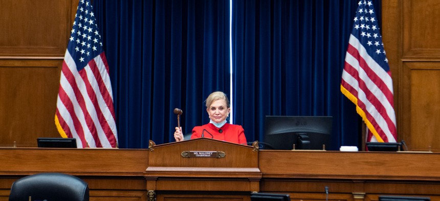 Chairwoman Carolyn Maloney, D-N.Y., prepares for the House Oversight and Reform Committee hearing titled Birthing While Black: Examining Americas Black Maternal Health Crisis, in Rayburn Building on Thursday, May 6, 2021.