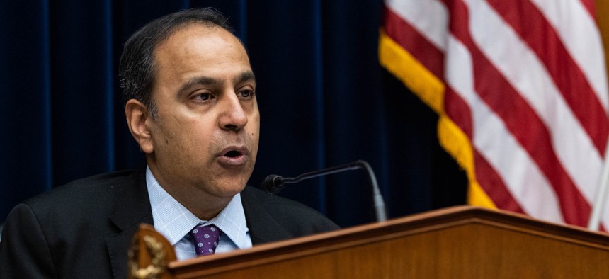 House Oversight and Reform Committee Chairman Raja Krishnamoorthi speaks during a House Oversight and Reform Committee hearing on sexual harassment in the workplace at the Washington Football Team, on February 3, 2022 in Washington, DC. 