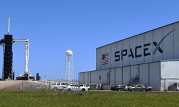 A SpaceX Falcon 9 rocket with a Crew Dragon spacecraft named Freedom stands ready for launch at pad 39A at the Kennedy Space Center on April 26, 2022 in Cape Canaveral, Florida. 