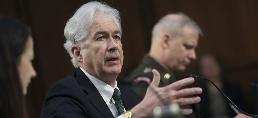 Central Intelligence Agency (CIA) Director William Burns testifies before the Senate Intelligence Committee on March 10, 2022.