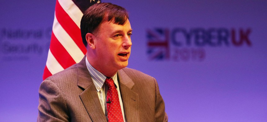 Rob Joyce, then-U.S. Homeland Security Advisor, during a Five Eyes session: International Panel Discussion on Global Cyber Issues during CYBERUK held at the Scottish Event Campus in Glasgow.