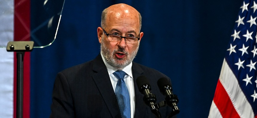 NOAA Administrator Rick Spinrad speaks at an event on funding climate resilience at Florida International University in Miami, Florida on August 1, 2022. (Photo by Chandan KHANNA / AFP) (Photo by CHANDAN KHANNA/AFP via Getty Images)