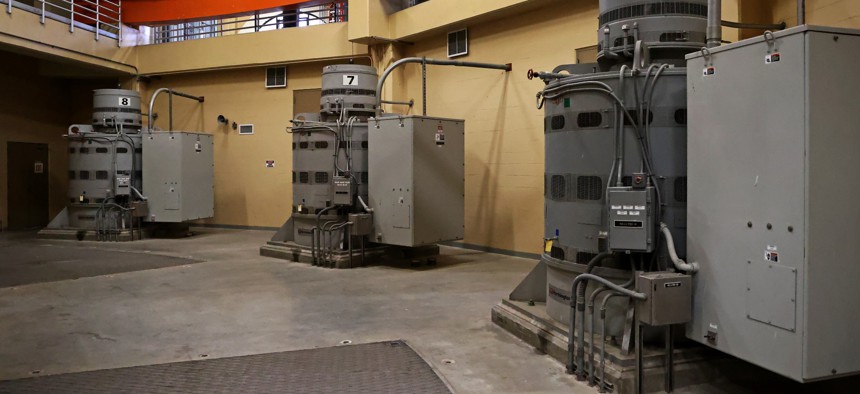 Waste water pumps at a Boston-area water treatment facility.