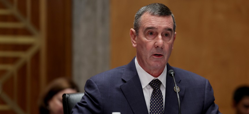 Transportation Security Administrator Administrator David Pekoske speaks during his confirmation hearing before the Senate Homeland Security and Governmental Affairs committee on July 21, 2022 in Washington, D.C. 