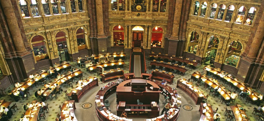 US Library of Congress Main Reading Room - stock photo