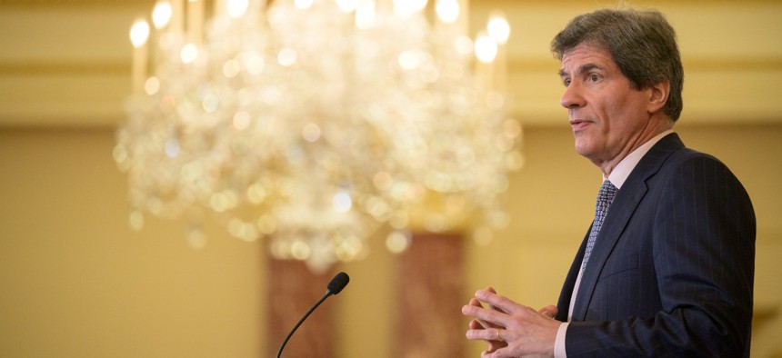 Under Secretary For Economic Growth, Energy, and the Environment, Jose W. Fernandez speaks during an event at the U.S Department of State May 5, 2022.