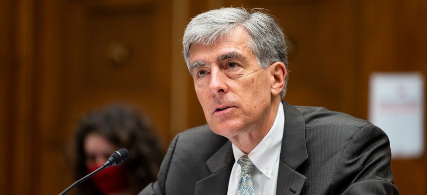 White House National Cyber Director Chris Inglis testifies during a House Oversight and Reform Committee hearing.