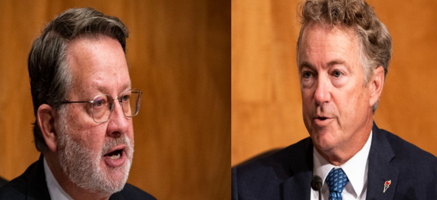  Sen. Gary Peters, D-Mich., (left) will once again serve as chairman of the Homeland Security and Governmental Affairs Committee and Sen. Rand Paul, of Kentucky, will take over as the top Republican on the panel.