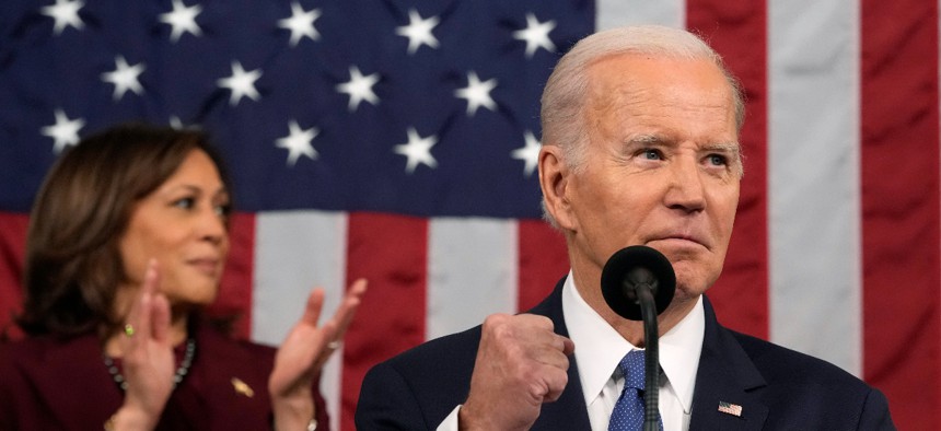 U.S. President Joe Biden delivers the State of the Union address to a joint session of Congress on February 7, 2023 in the House Chamber of the U.S. Capitol in Washington, DC. 