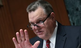 Committee Chairman Sen. Jon Tester (D-MT) questions members of a panel testifying before the Senate Appropriations Subcommittee on Defense on China’s high altitude balloon surveillance efforts against the United States February 9, 2023 in Washington, DC.