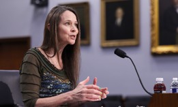 Cybersecurity and Infrastructure Security Agency Director Jen Easterly testifies before a House Homeland Security Subcommittee. Easterly testified before the House Appropriations Subcommittee March 28 on the return on investment from her agency’s cyber initiatives.