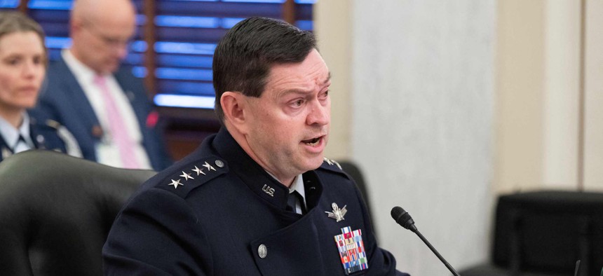 Gen. Chance Saltzman, Chief of Space Operations, testifies about the 2024 budget request on Capitol Hill in Washington, D.C., on March 14, 2023.
