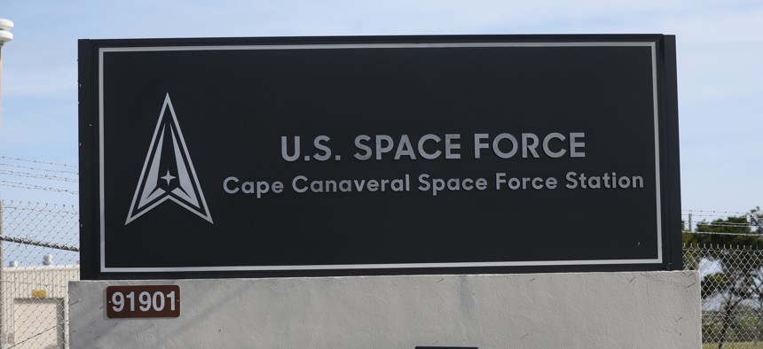 FLORIDA, USA - DECEMBER 18: A view of SpaceX and U.S. Space Force compound at Cape Canaveral Space Force Station in Florida, United States on December 18, 2021. 