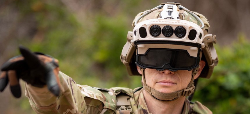 One of 20 prototypes of Microsoft's new version of its VR headset delivered to the Army last month.
