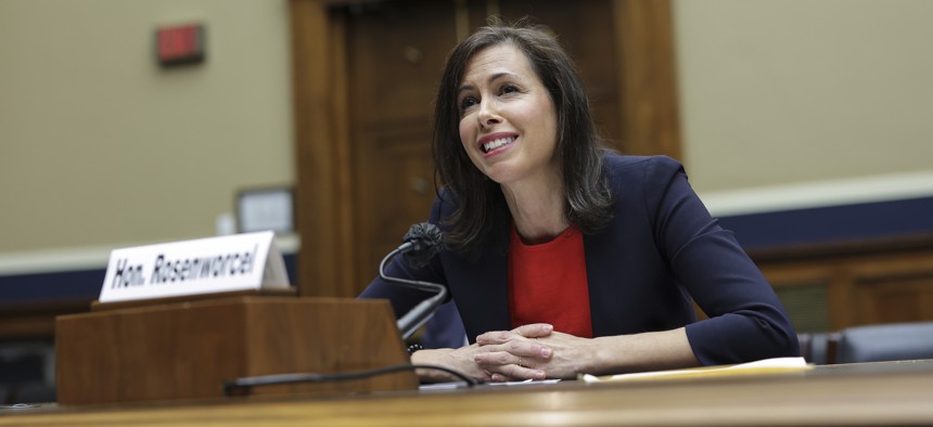 FCC Chairwoman Jessica Rosenworcel testifies before a House committee in March 2022. She's backing a plan to use AI to measure spectrum utilization.